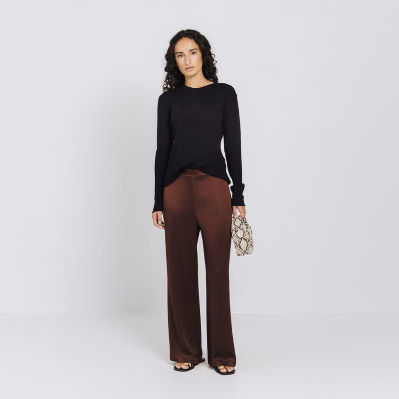 Hannah Satin Pant - Pecan