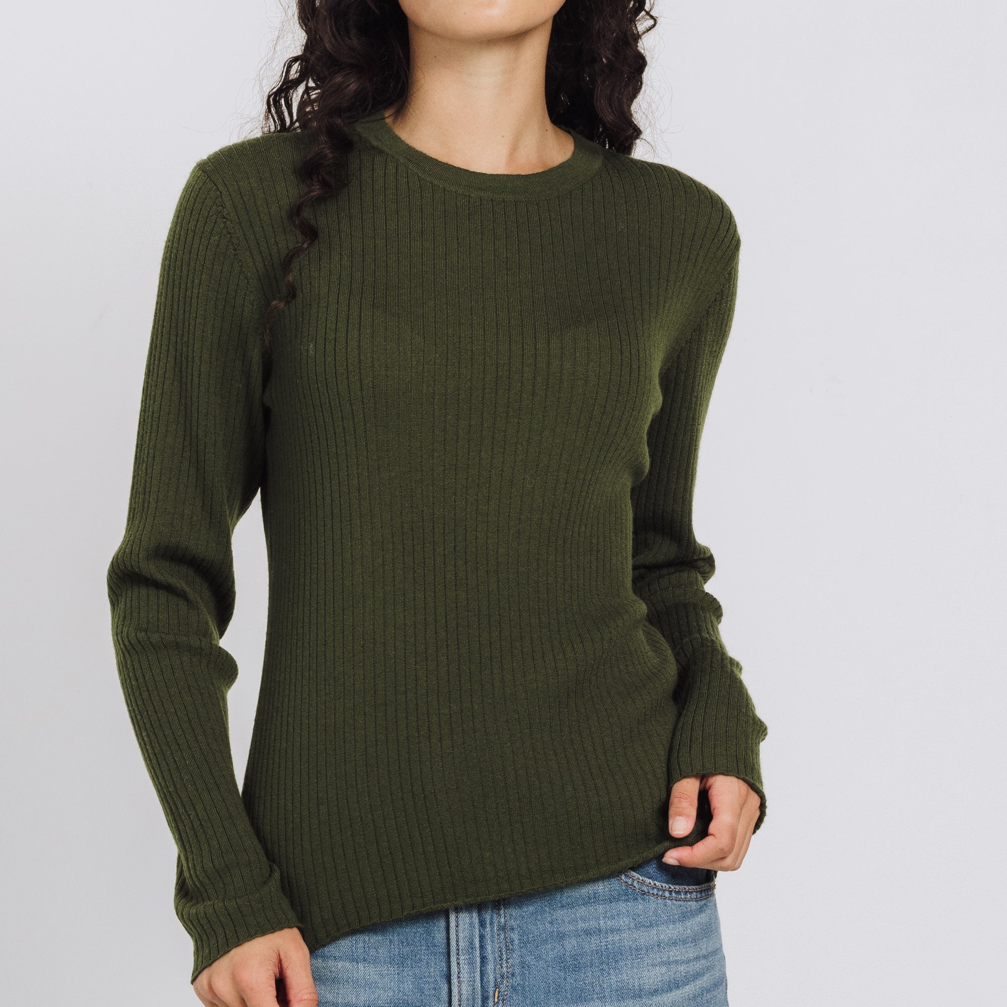 Ella Merino Crew - Olive