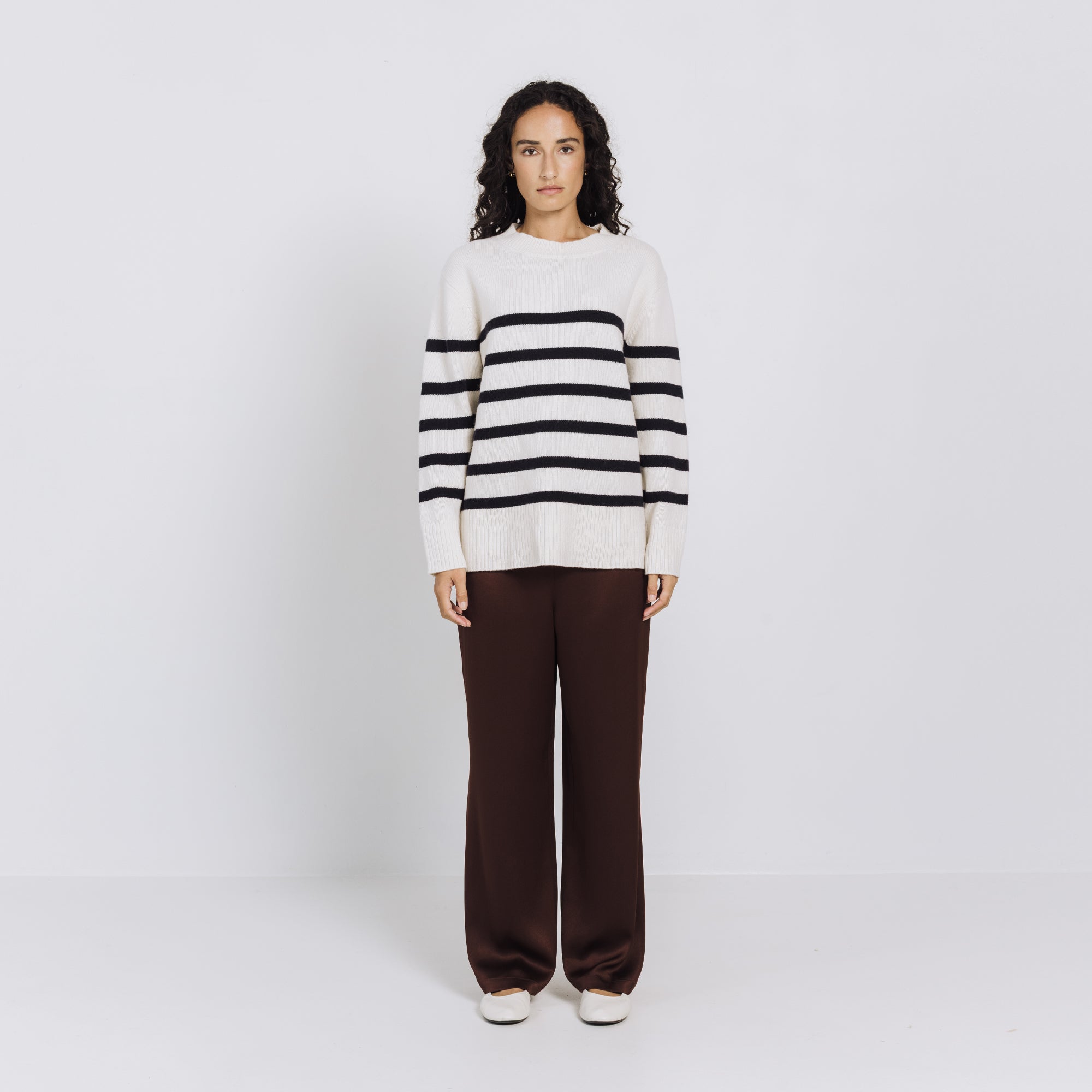 Emily Stripe Crew - Cream