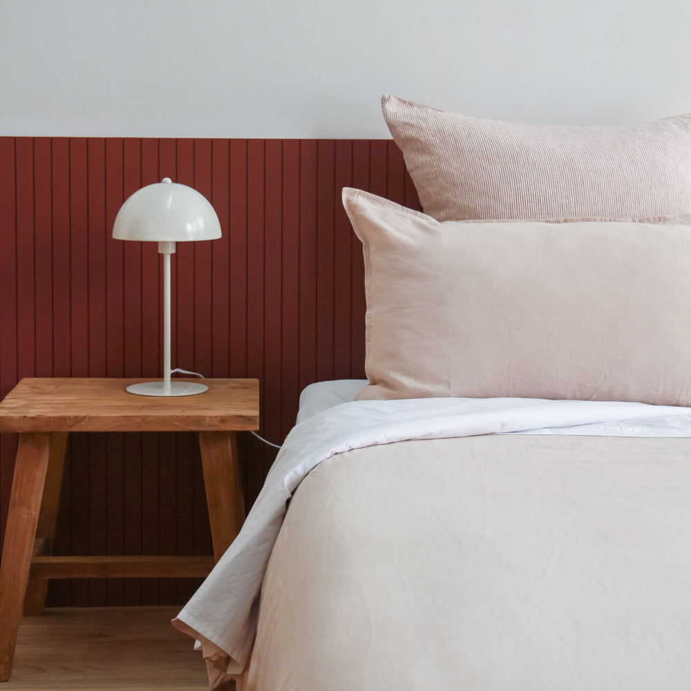 Linen Duvet Set - King Single, Blush