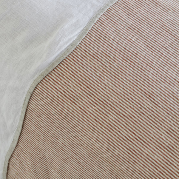 A&C Linen Duvet Cover - Mini Terracotta Stripe