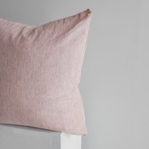 A&C Linen Euro Pillowcase - Mini Terracotta Stripe