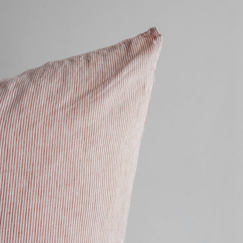Linen Euro Pillowcase - Mini Terracotta Stripe