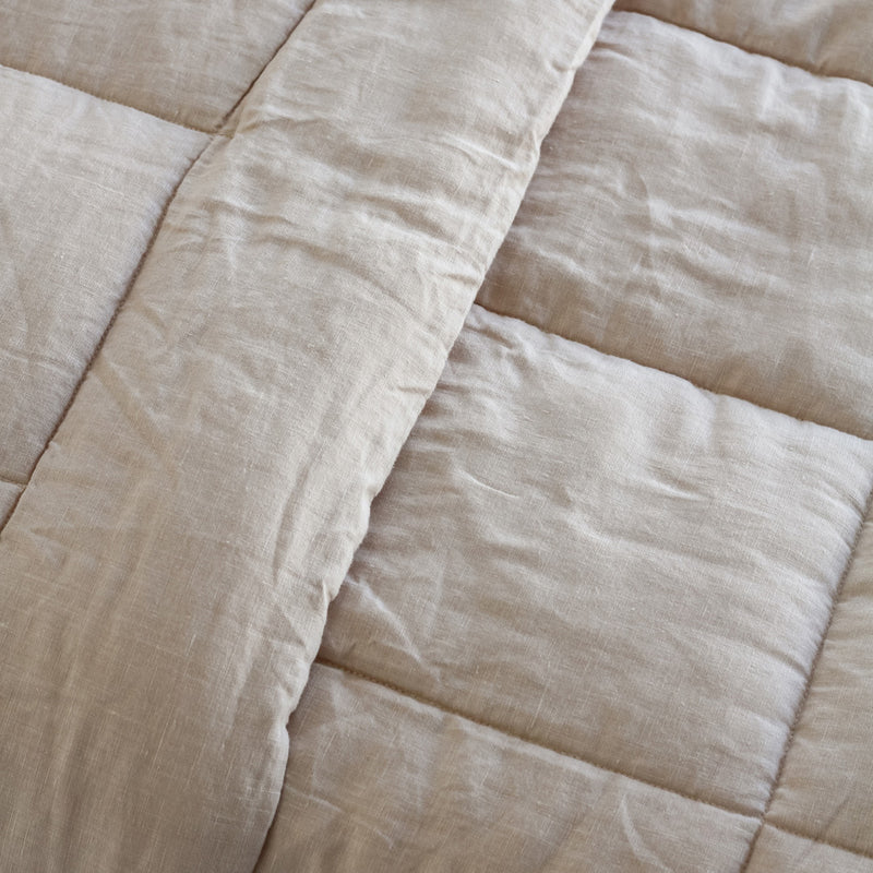 Linen Quilted Bedcover - Blush