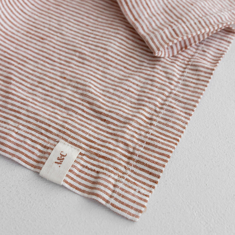 A&C Linen Tea Towel - Mini Terracotta Stripe