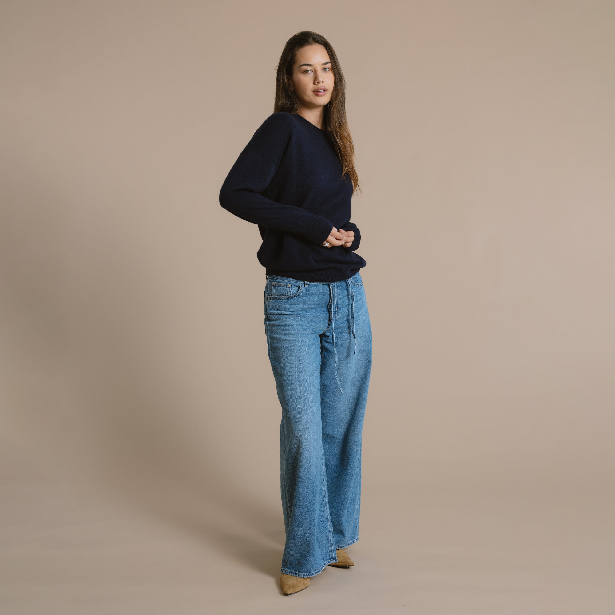 Charlie Cashmere Wool Crew - Navy