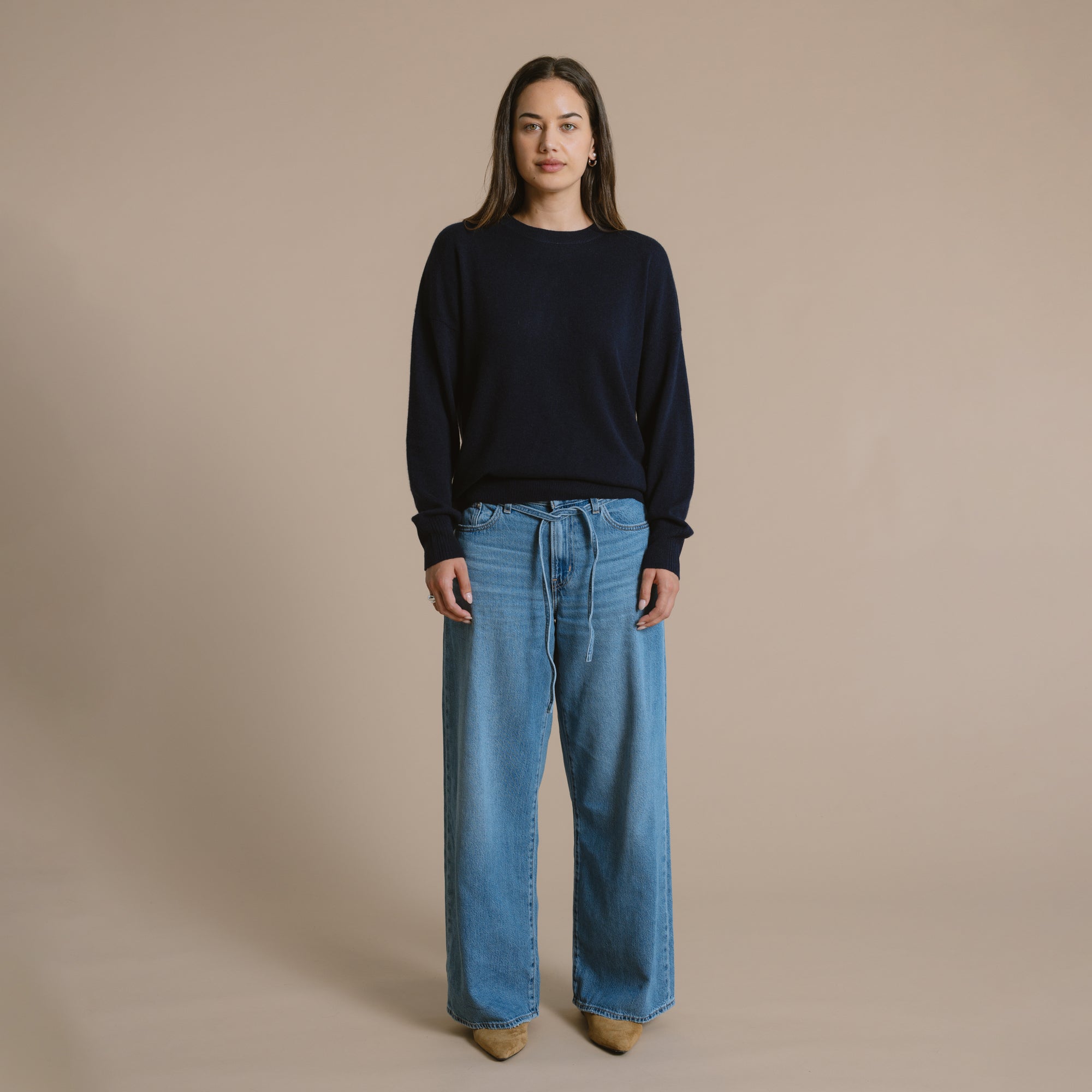 Charlie Cashmere Wool Crew - Navy