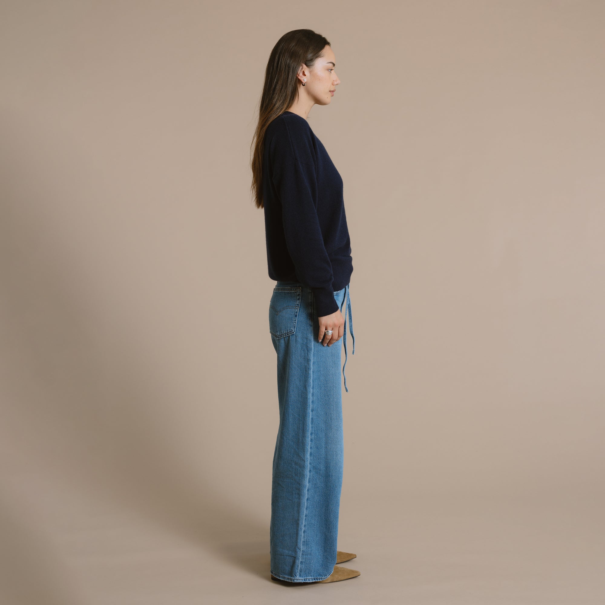 Charlie Cashmere Wool Crew - Navy
