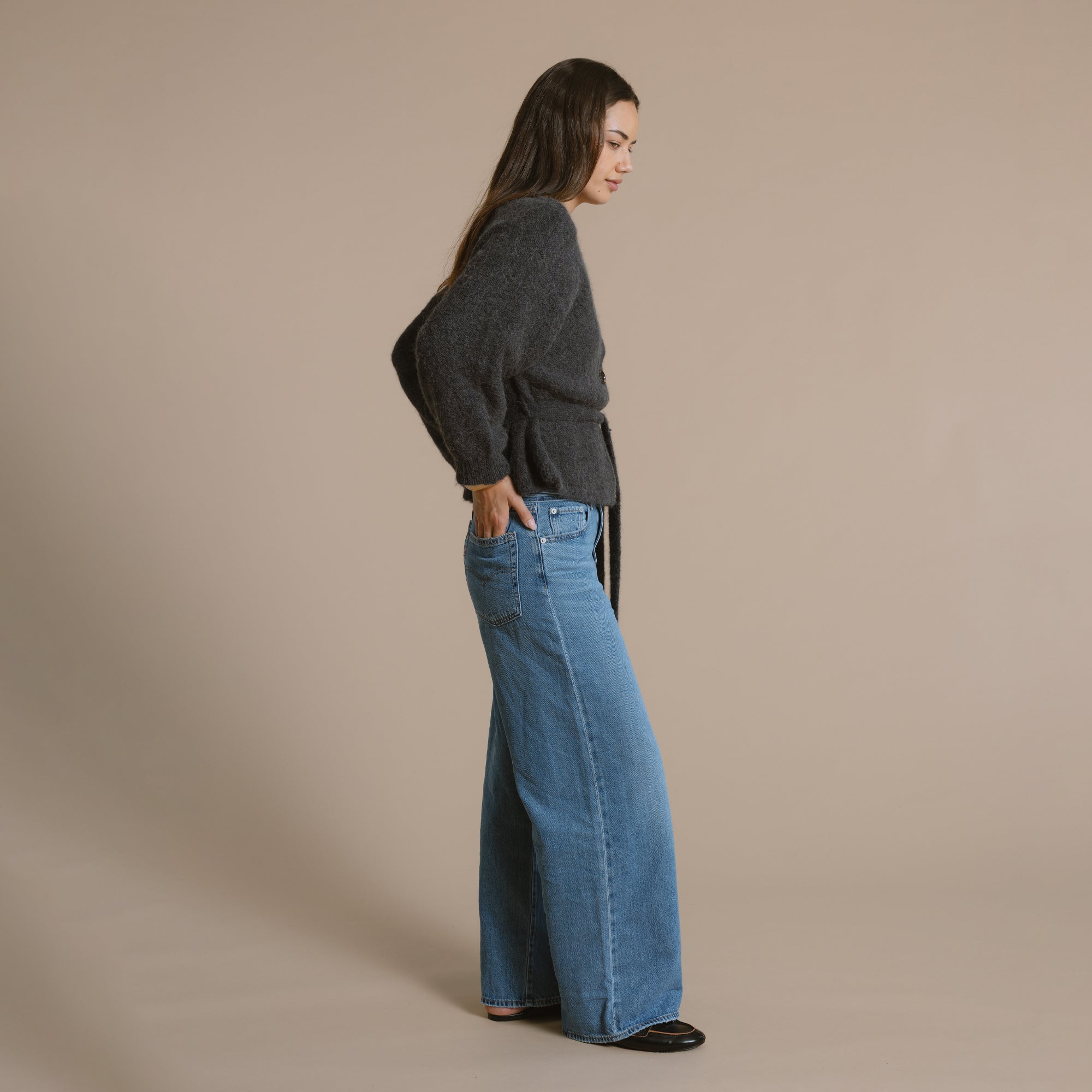Maeghan Belted Cardigan - Charcoal