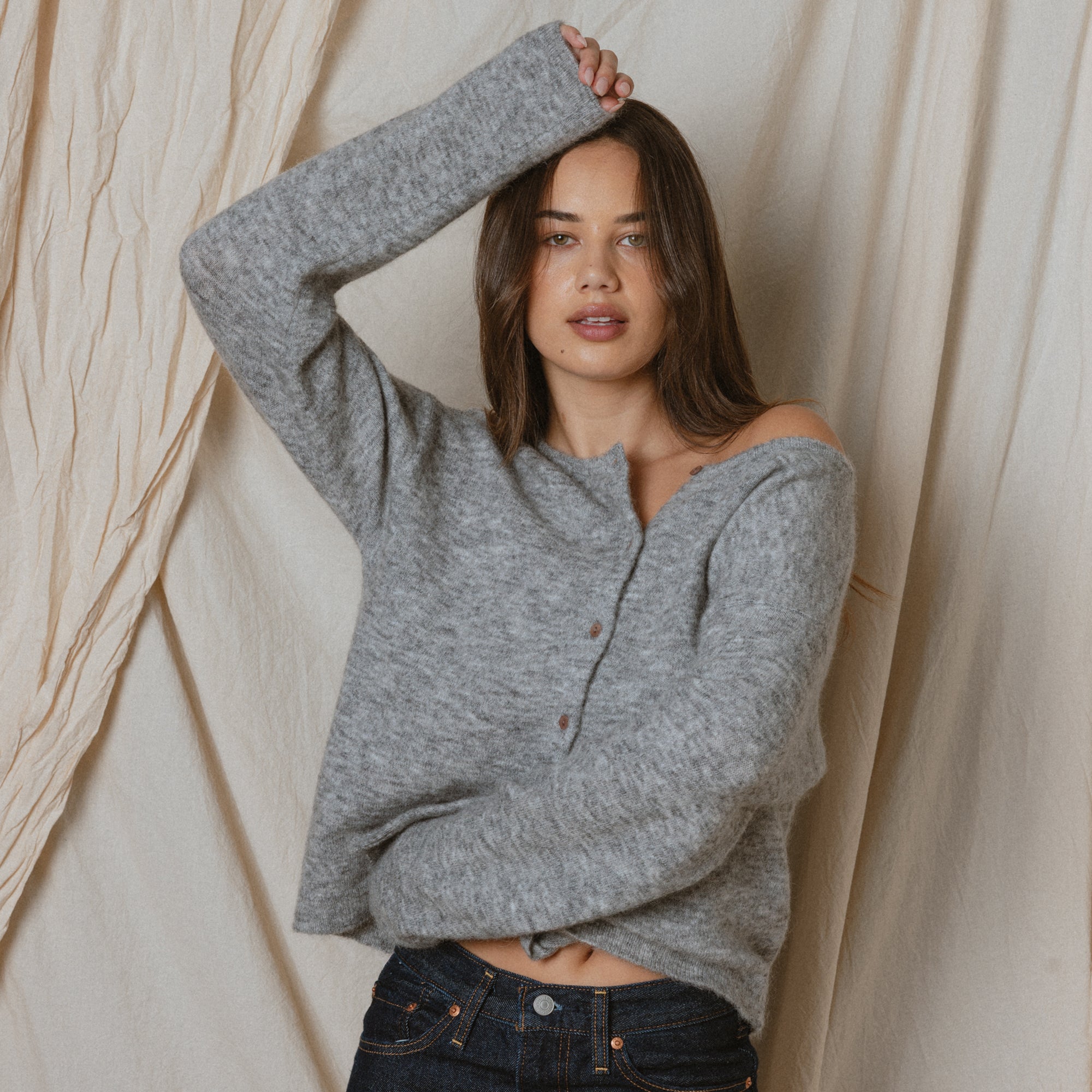 Mila Brushed Cardigan - Husky Grey