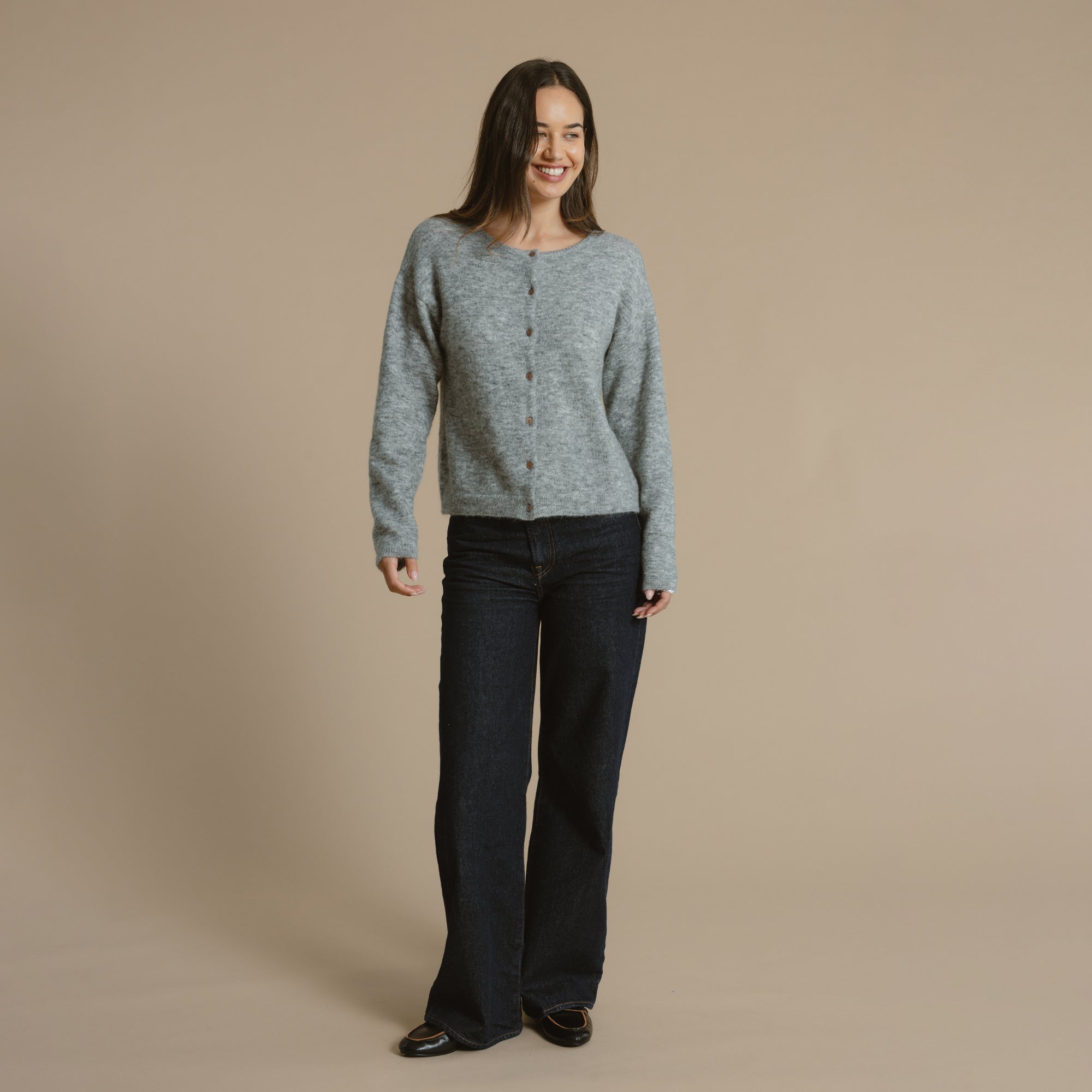 Mila Brushed Cardigan - Husky Grey