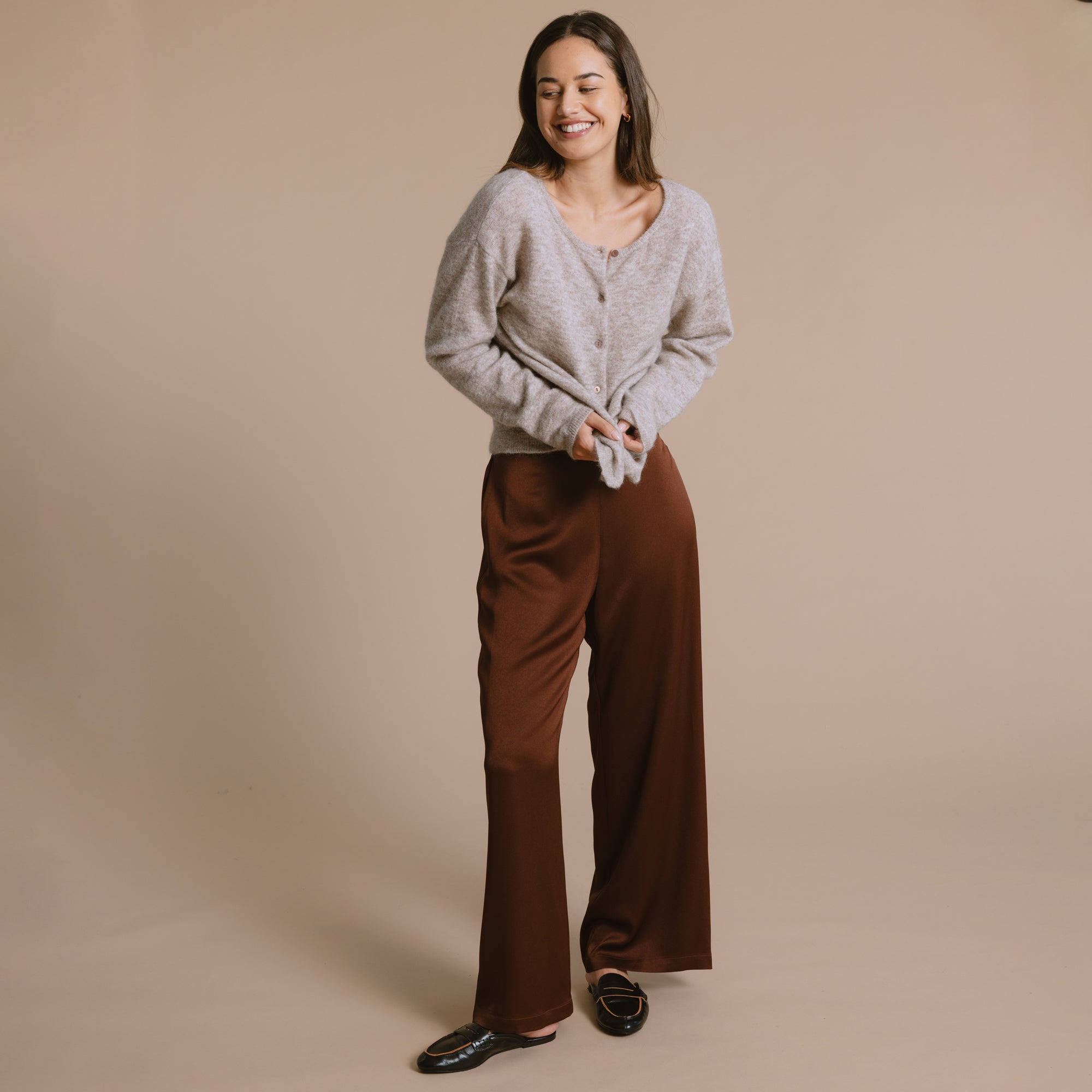 Mila Brushed Mohair Cardigan - Toast