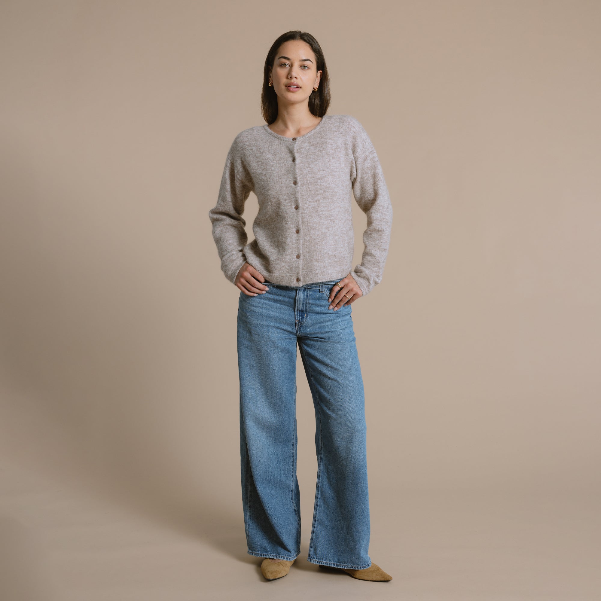 Mila Brushed Mohair Cardigan - Toast