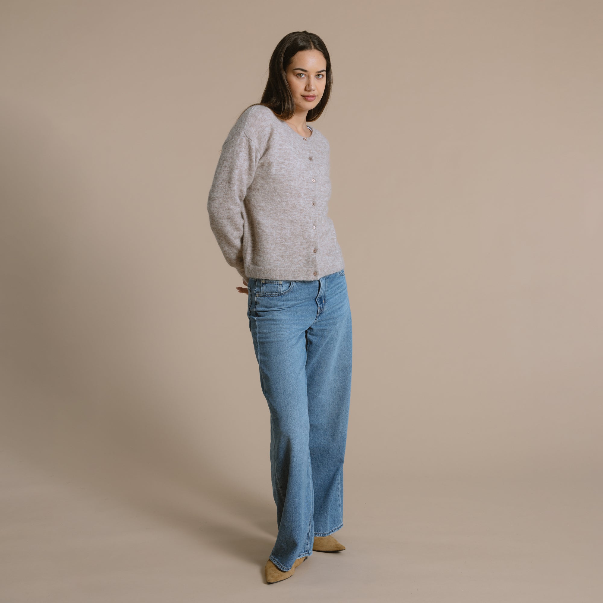 Mila Brushed Mohair Cardigan - Toast