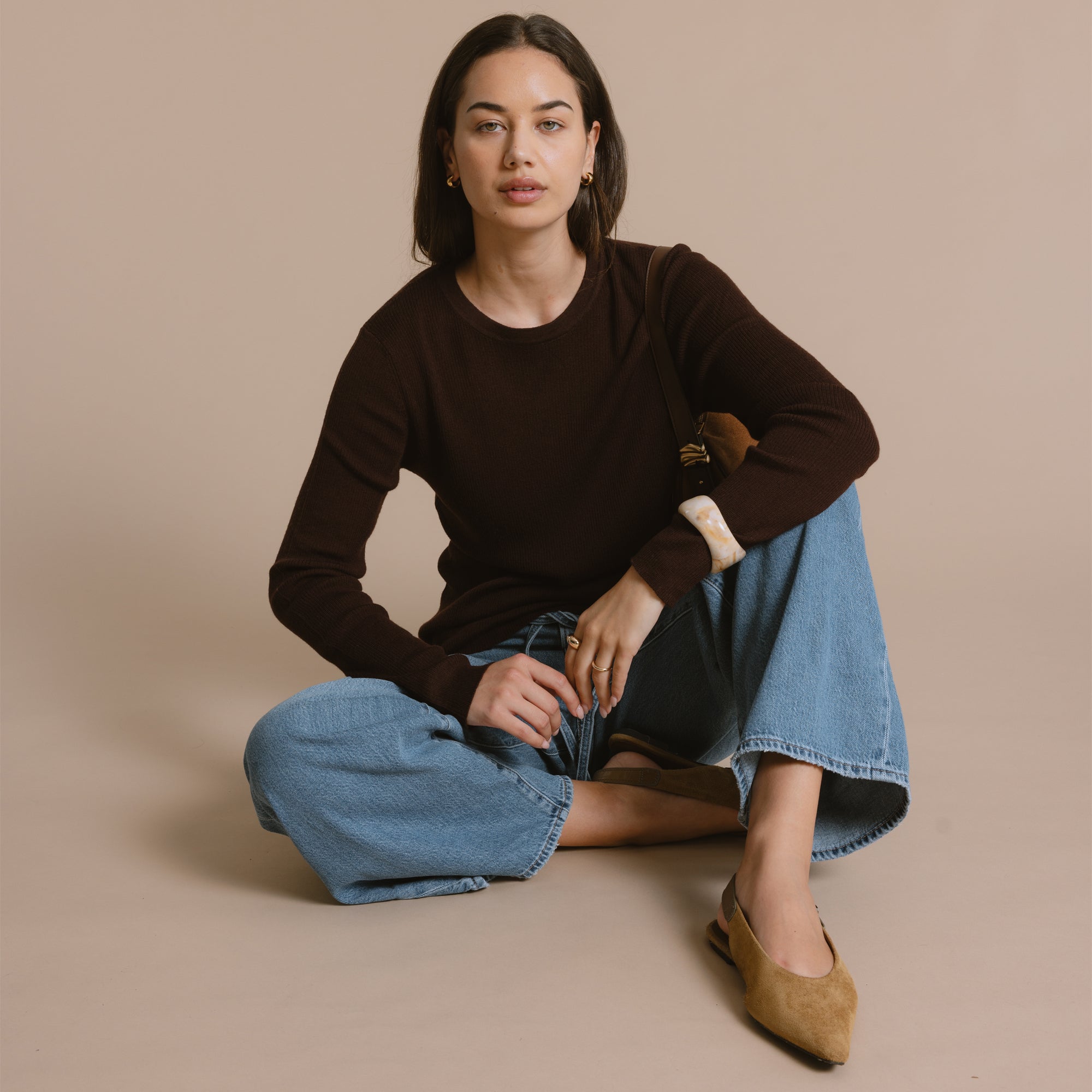 Rosie Merino Crew - Chocolate