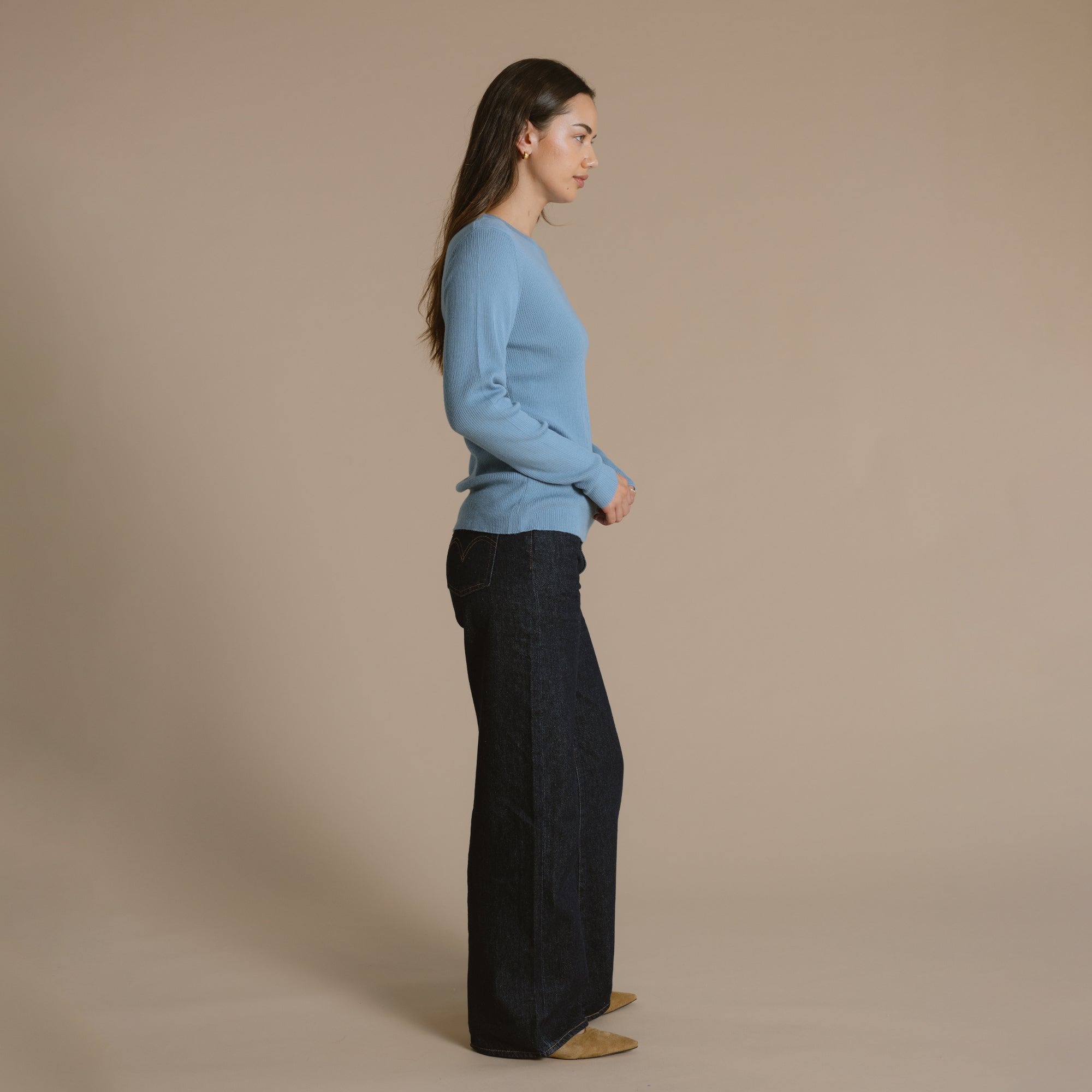Rosie Merino Crew - Dusty Blue