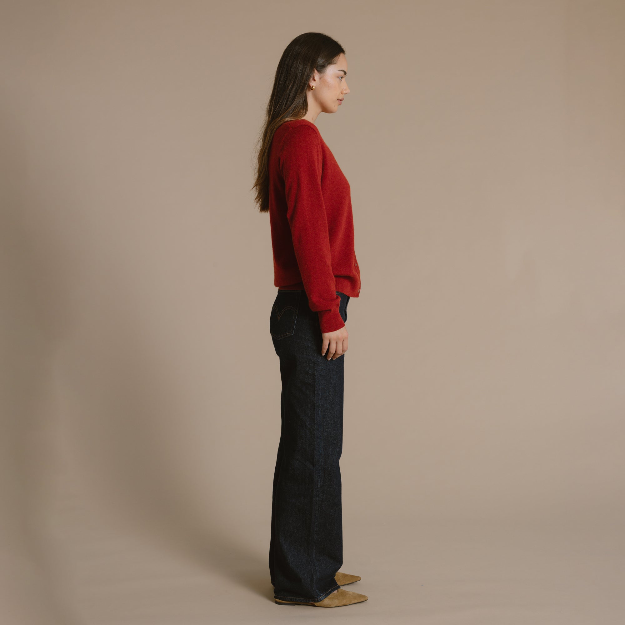 Sarah Cashmere Wool Cardigan - Paprika