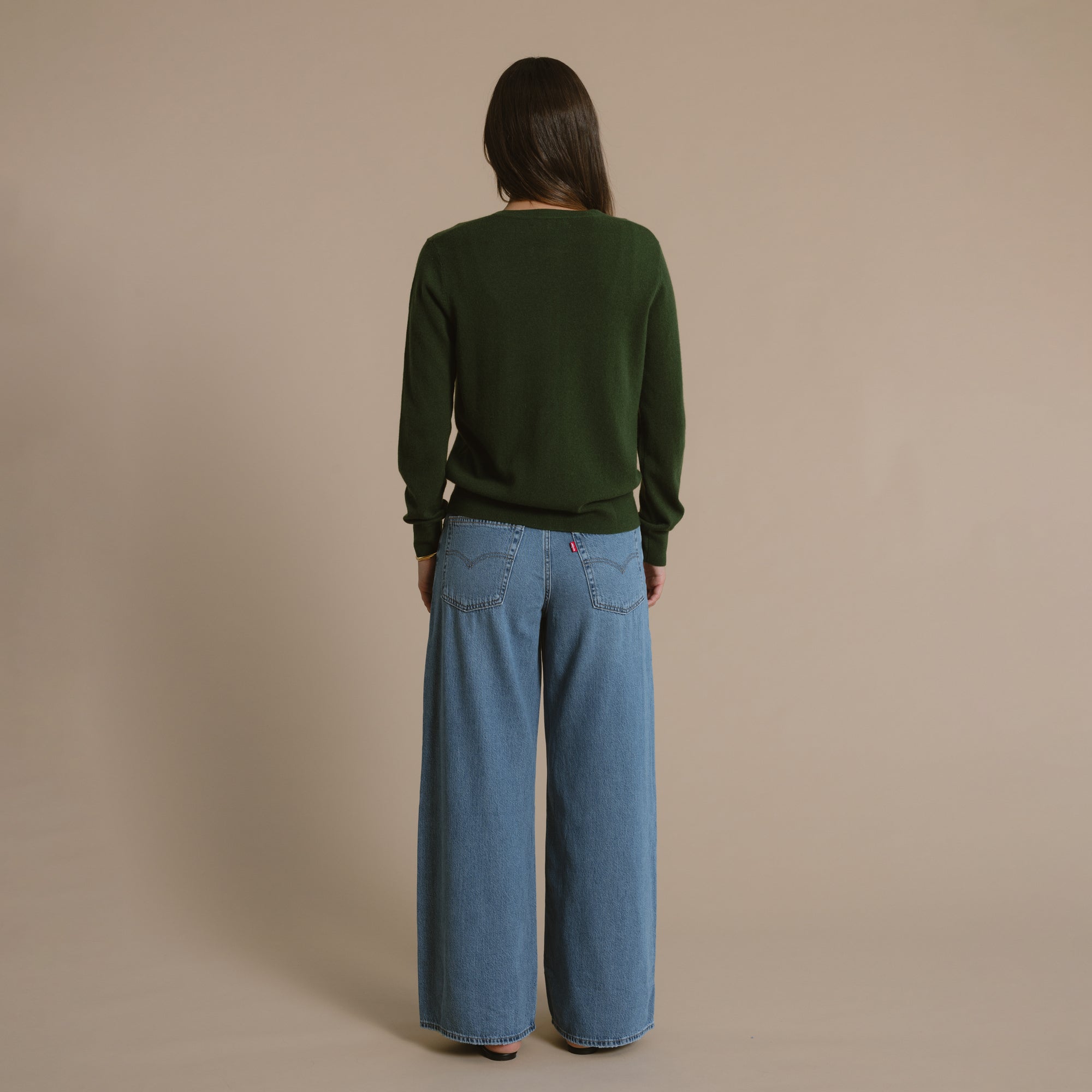 Sarah Cashmere Wool Cardigan - Pine