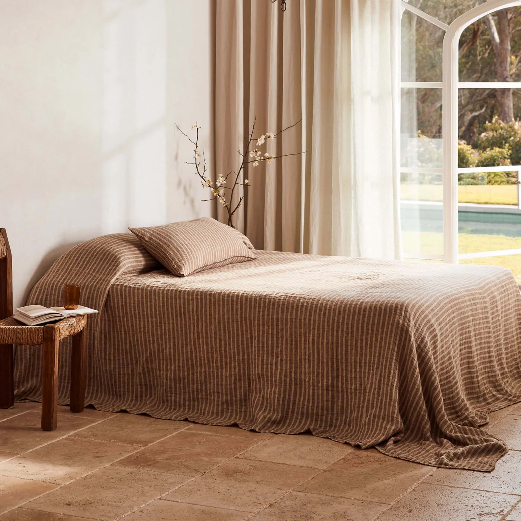 Ava Stripe Toffee Bedcover