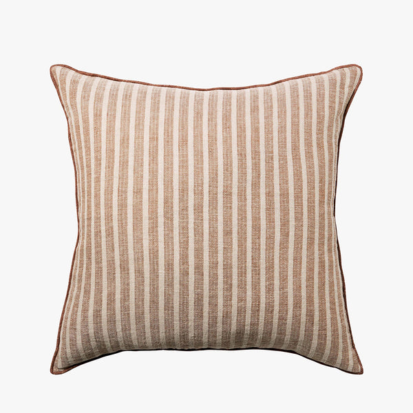 Ava Toffee Stripe Linen Cushion