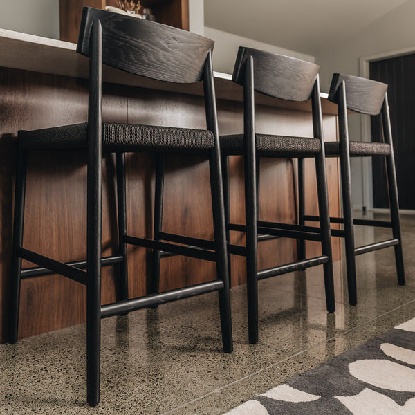 Isaac Cord Barstool - Black