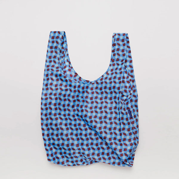 Reusable Bag - Wavy Gingham Blue