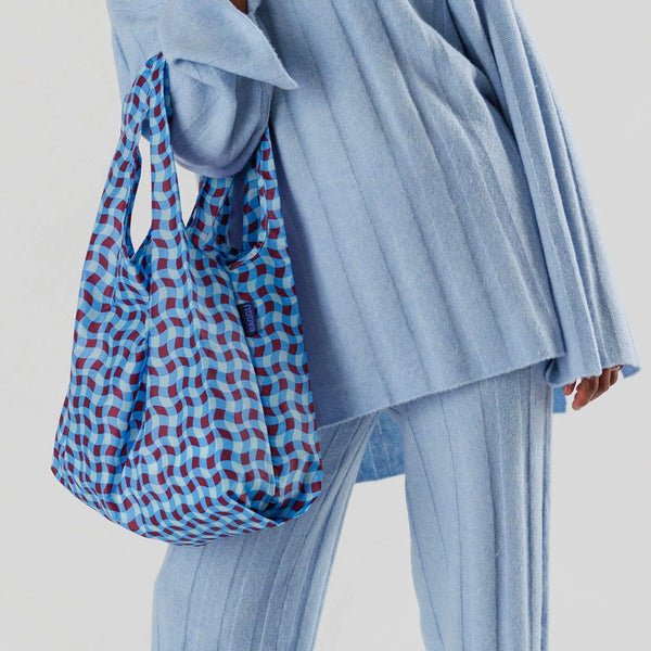 Reusable Bag - Wavy Gingham Blue