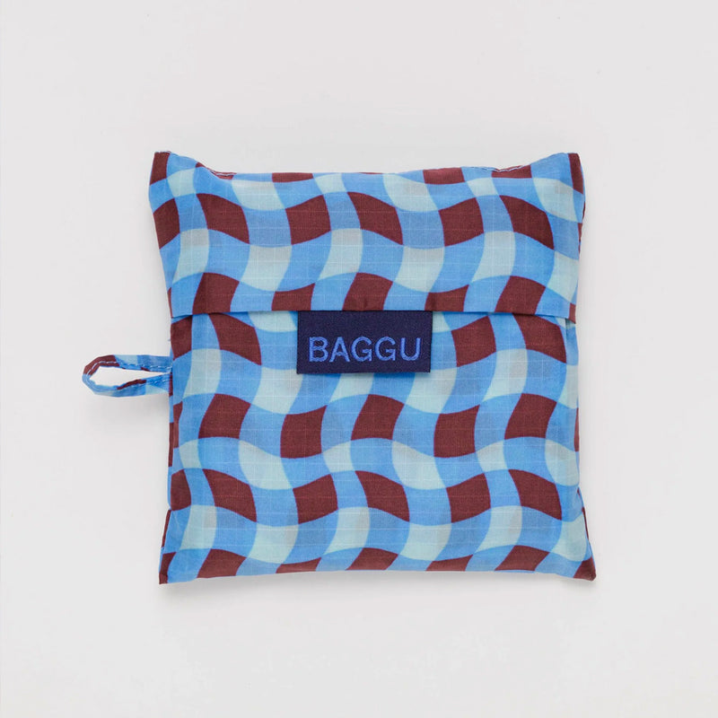 Reusable Bag - Wavy Gingham Blue