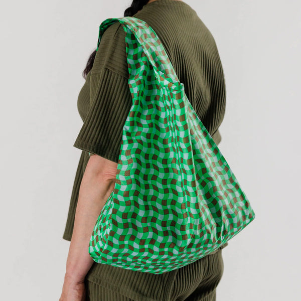 Reusable Bag - Wavy Gingham Green