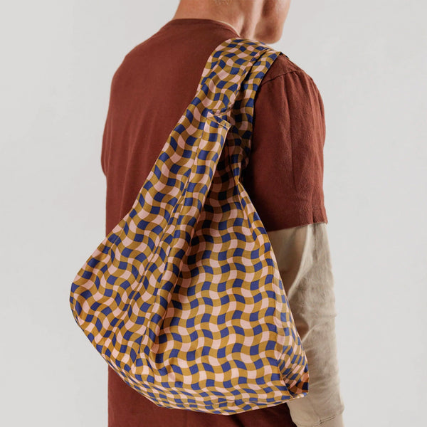 Reusable Bag -  Wavy Gingham Peach