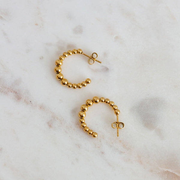 Beaded Sleeper Earrings - Gold