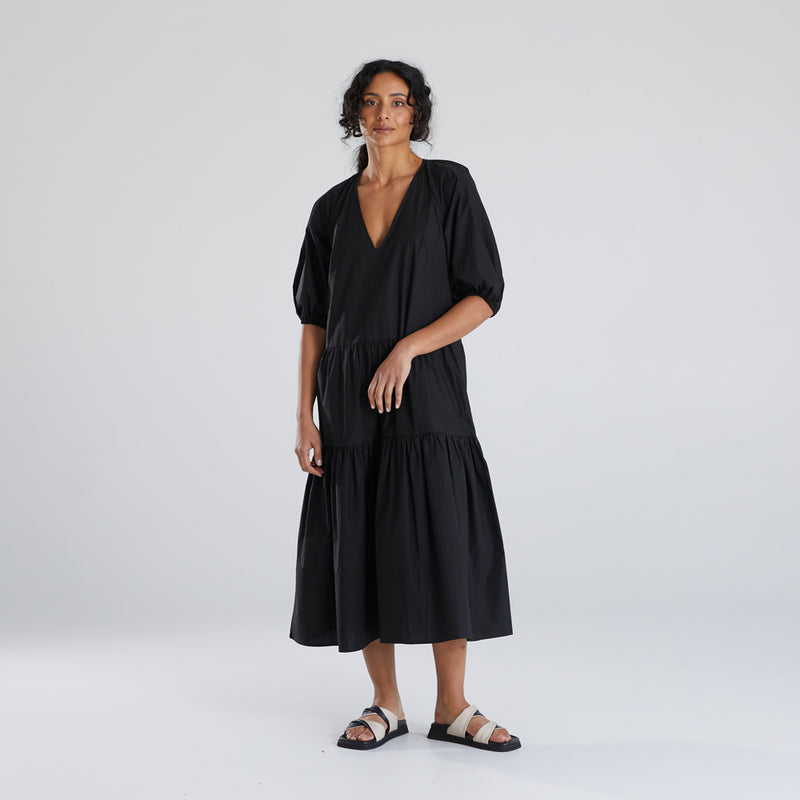 Becks Puff Sleeve Dress - Black