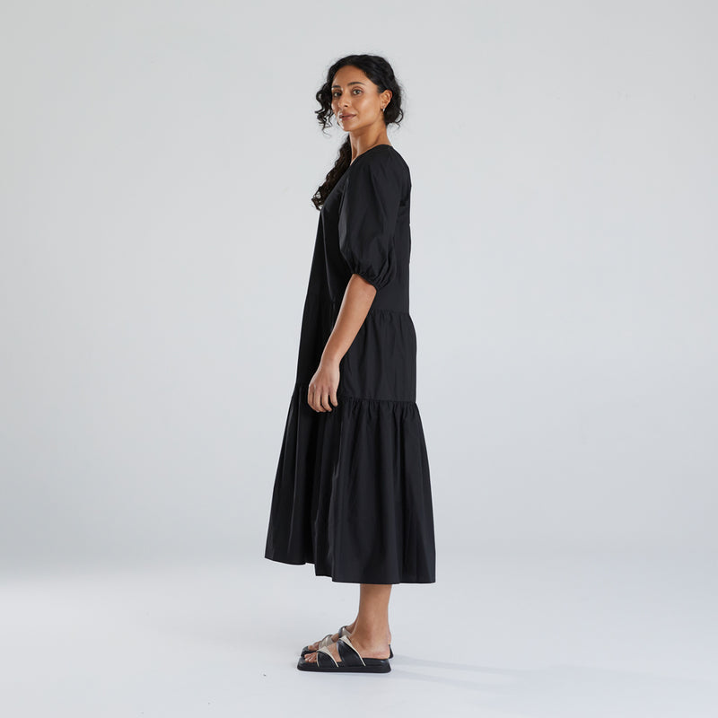 Becks Puff Sleeve Dress - Black