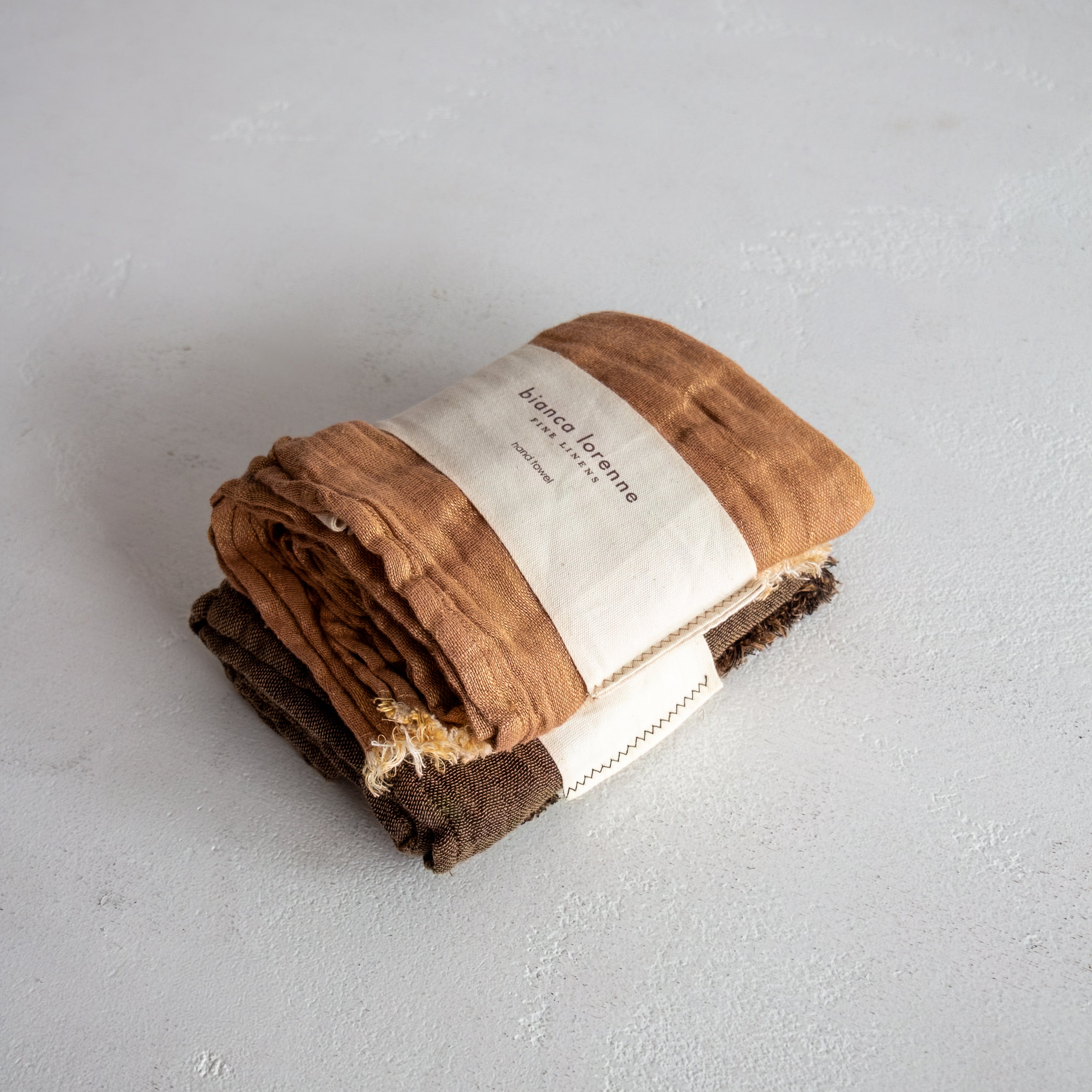 Double Sided Linen/Cotton Hand towel - Sepia/Rose
