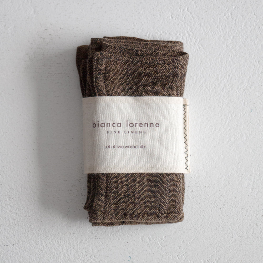 Linen/Cotton Washcloths - Set of 2, Bronze