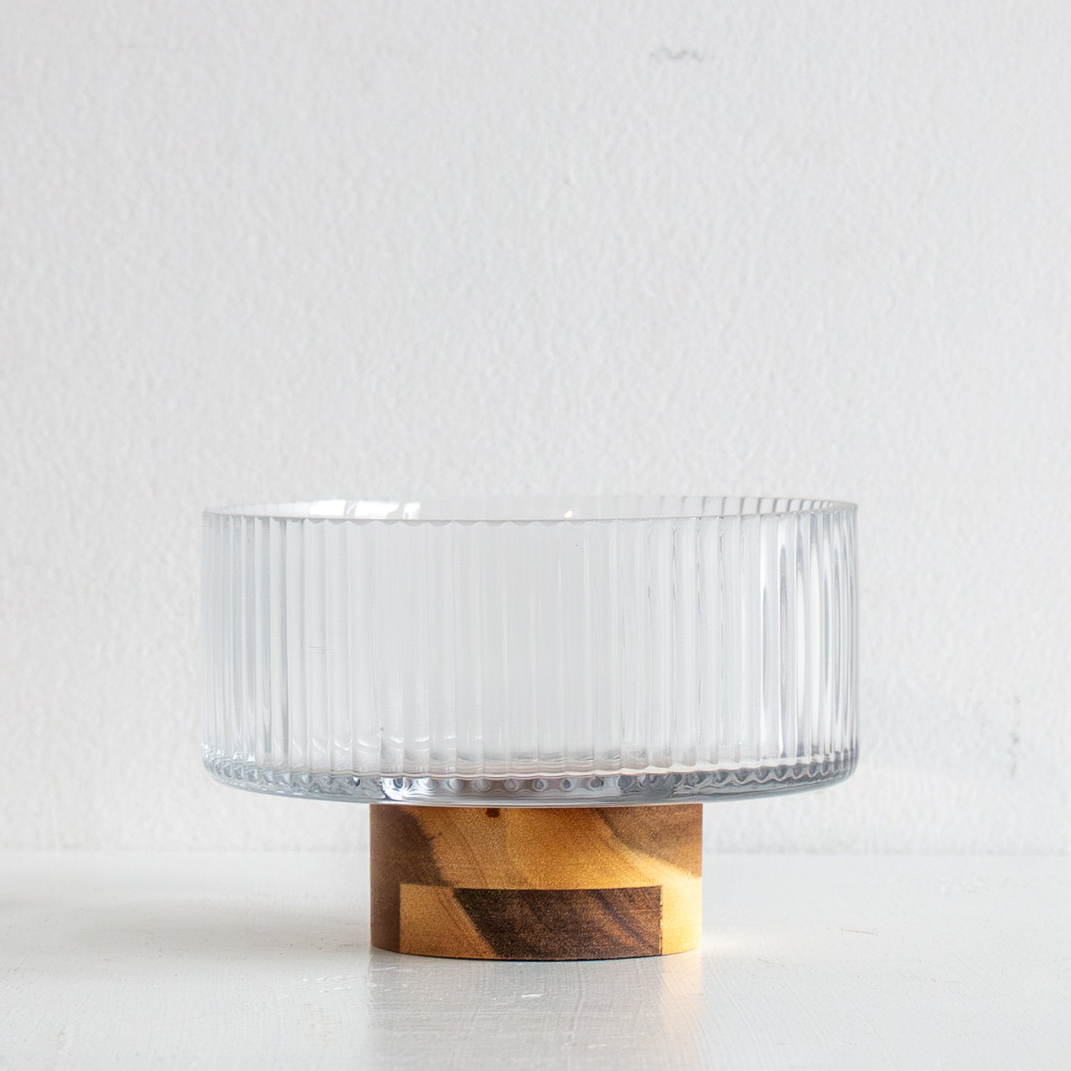Bossi Glass Wood Footed Bowl