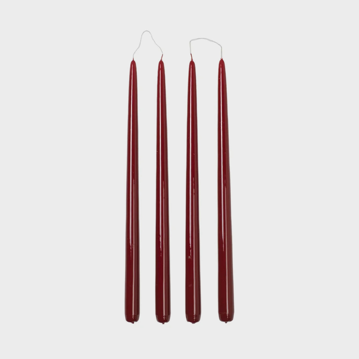 Broste Taper Candle Set of 4 - Glossy Burgundy