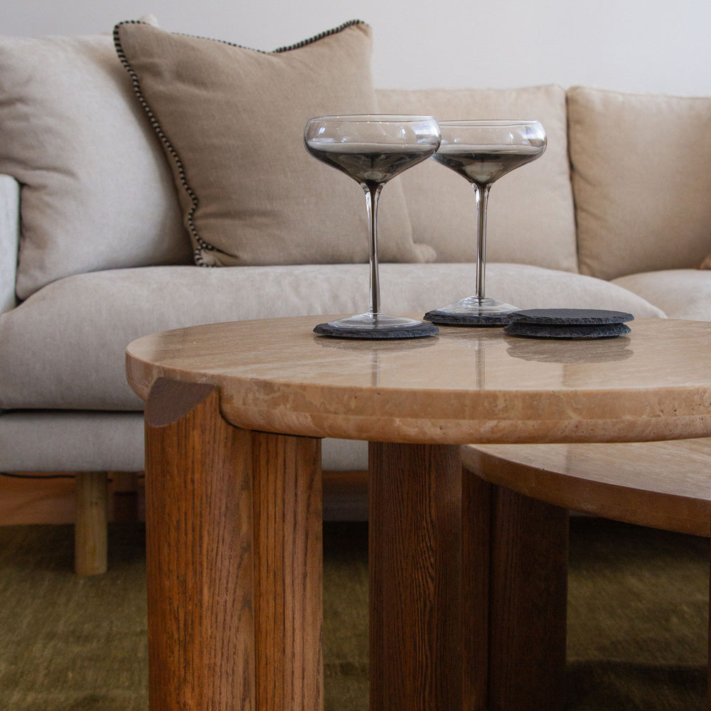 Cain Travertine Side Table