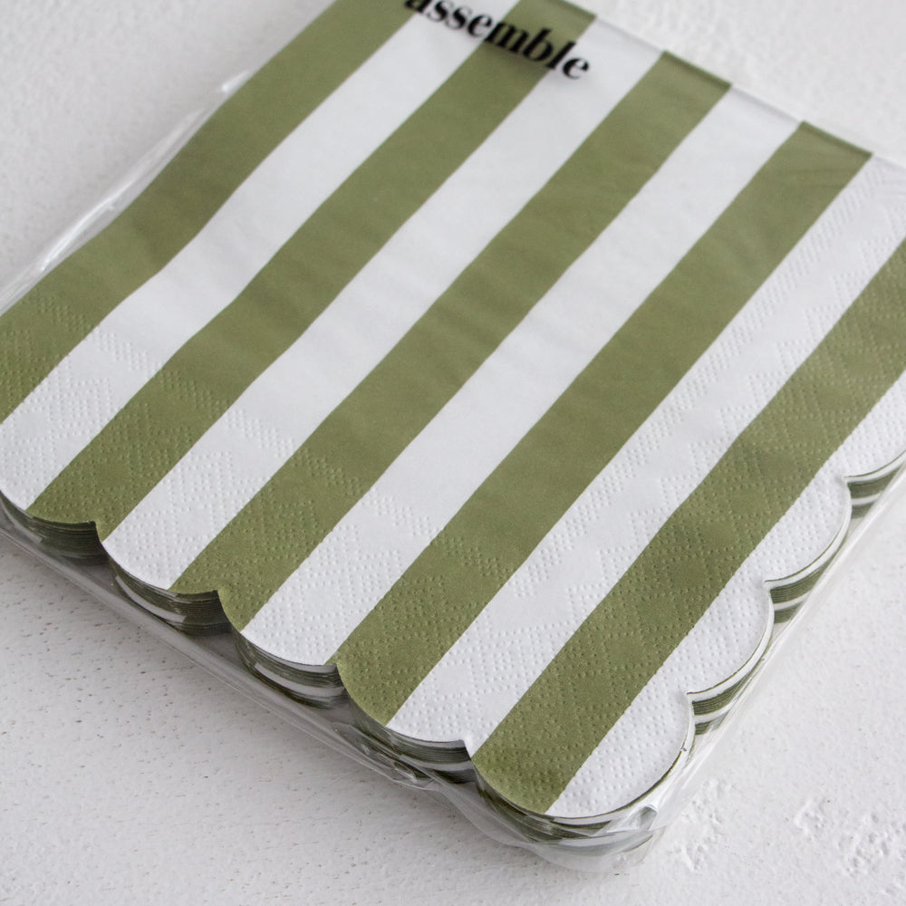 Carnival Paper Napkins - Olive Stripe