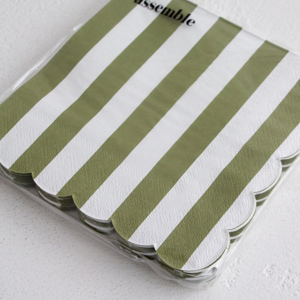 Carnival Paper Napkins - Olive Stripe