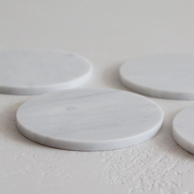 Carrara Marble Coaster Set of 4 - White