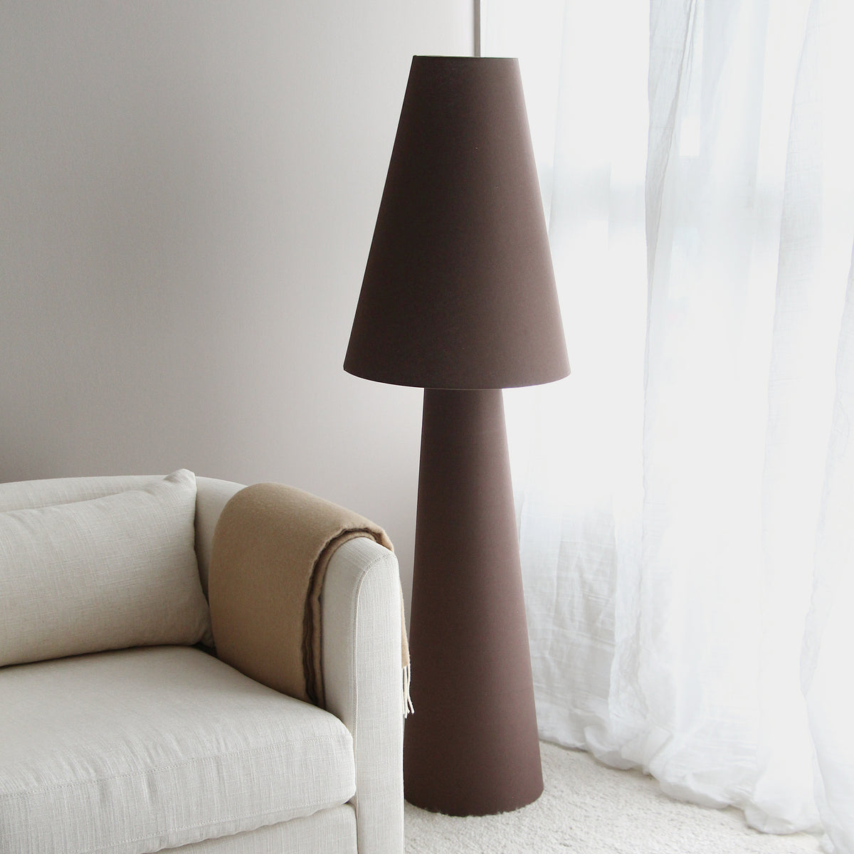 Carrington Linen Floor Lamp - Brown