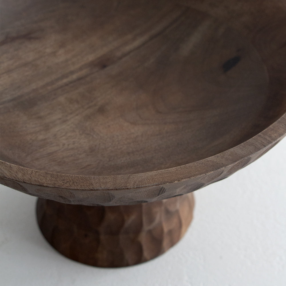 Carved Walnut Pedestal Bowl