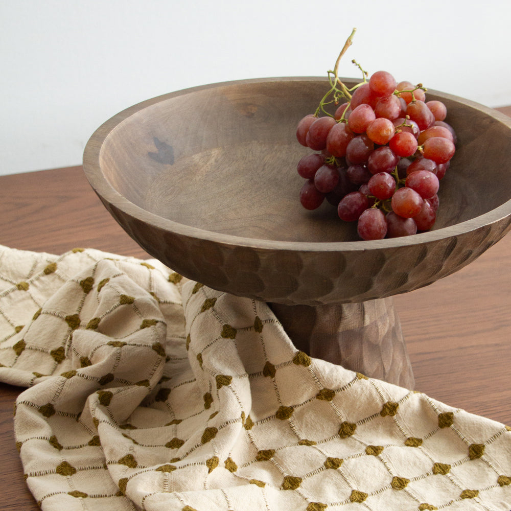 Carved Walnut Pedestal Bowl