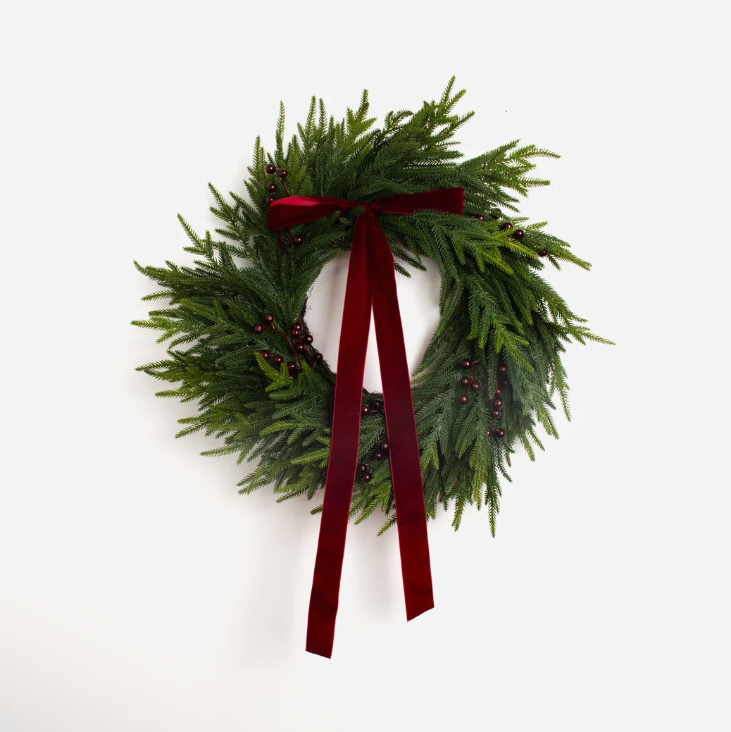 Cedar Berries & Bow Wreath - Mulberry