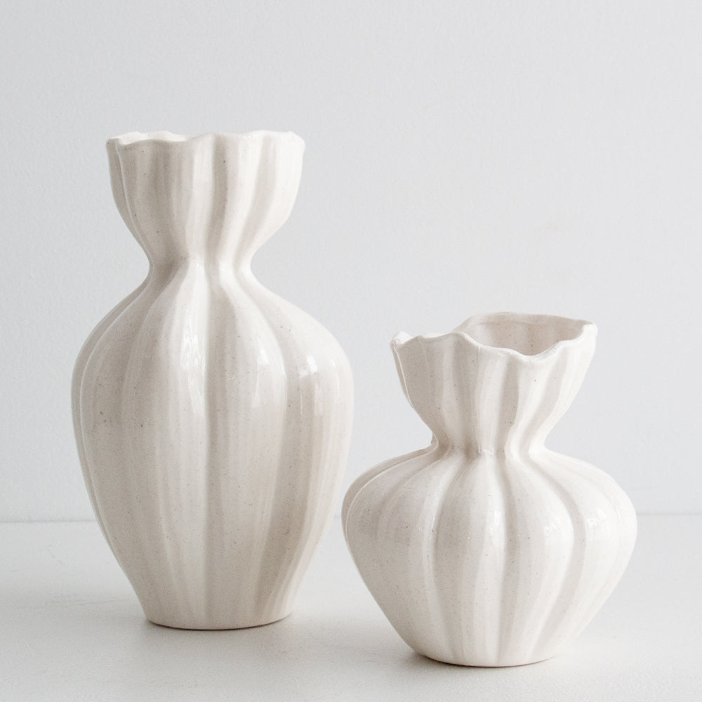 Clara Ceramic Vase - Ivory, Large