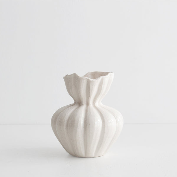 Clara Ceramic Vase - Ivory, small