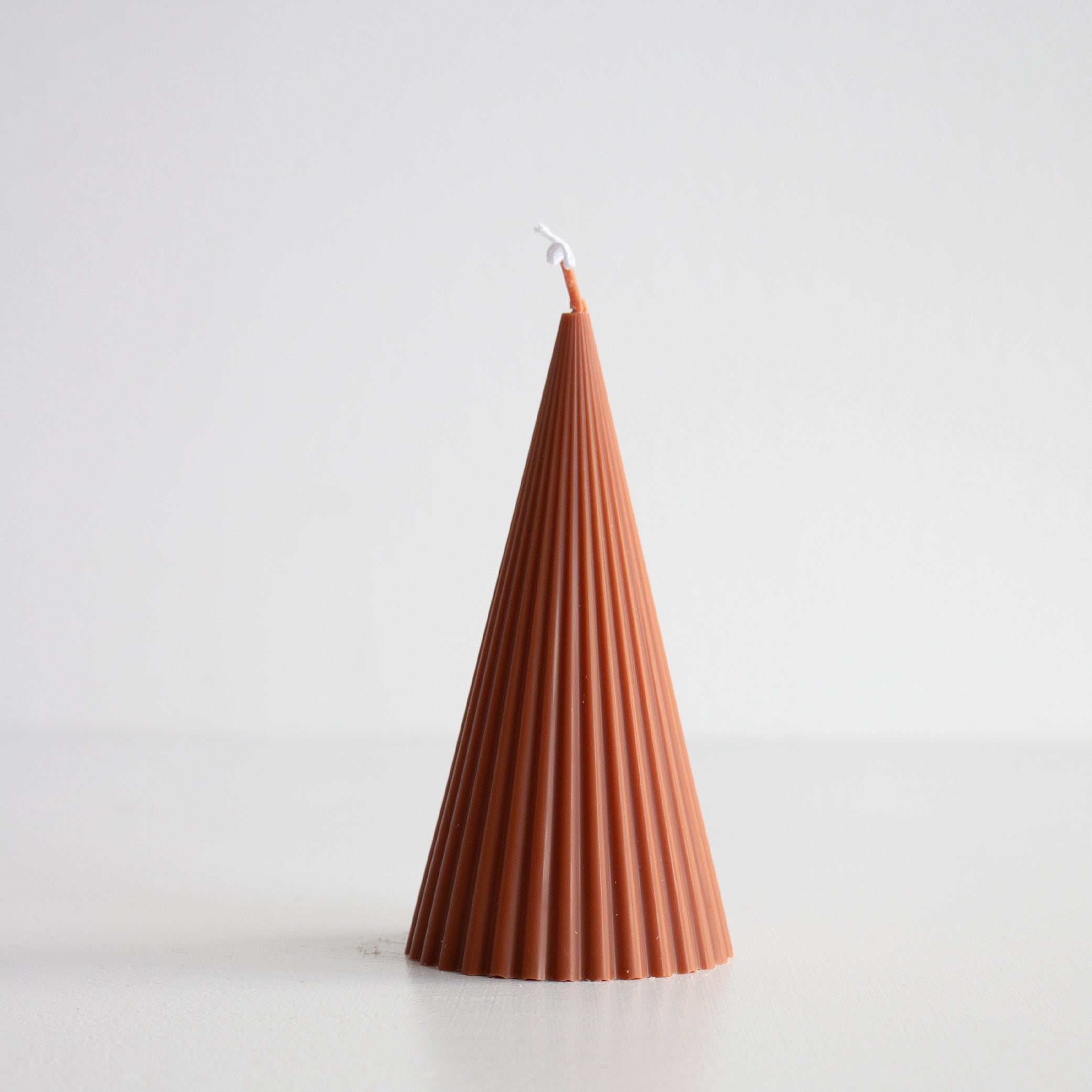 Fluted Cone Candle - Terracotta