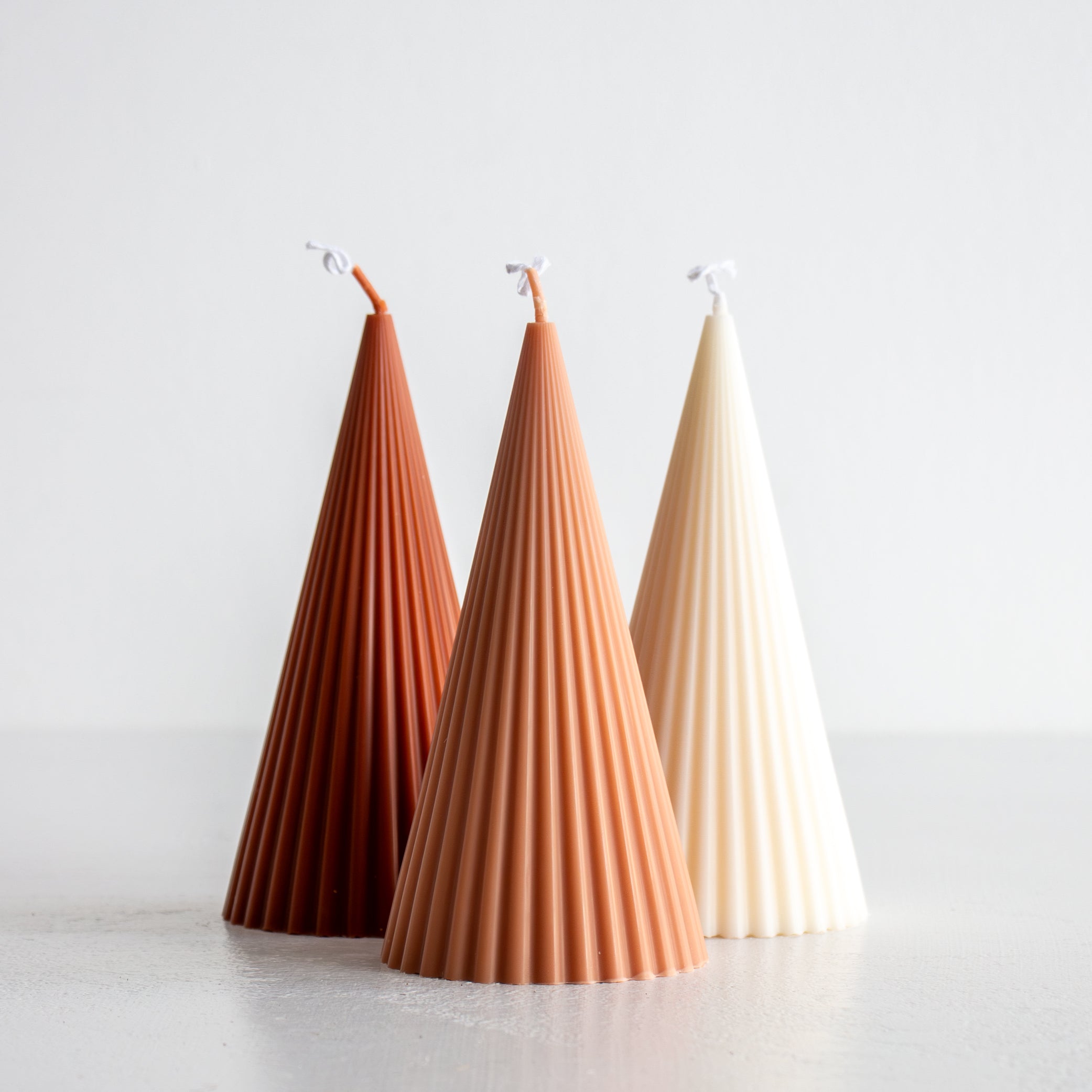 Fluted Cone Candle - Nude