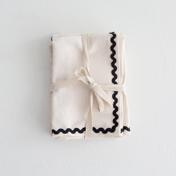 Cotton Napkins - Ivory/Black